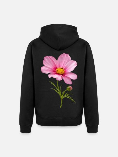 Pink Flower Nahaufnahme - Unisex Premium Bio Zip Hoodie - Schwarz