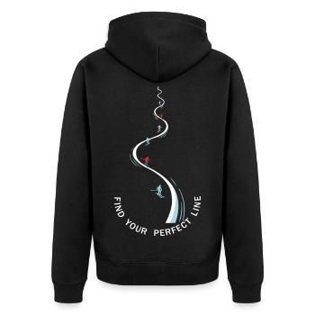 Find Your Perfect Line Skifahrer Silhouette  - Unisex Premium Bio Zip Hoodie - Schwarz - Hinten - Nico (187cm)