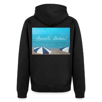 Strandliebhaber - Unisex Premium Bio Zip Hoodie - Schwarz - Hinten - Nico (187cm)