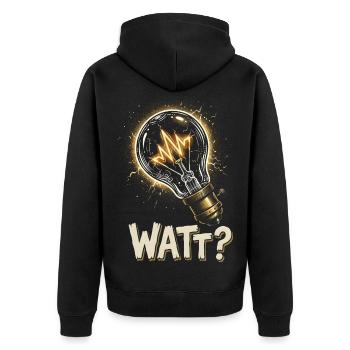 Watt Elektriker Lustiger Spruch Glühbirne - Unisex Premium Bio Zip Hoodie - Schwarz - Hinten - Nico (187cm)