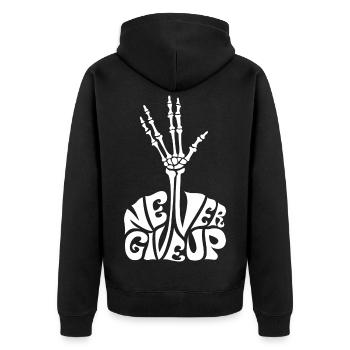 never give up ! halloween Lebe lang und in Frieden - Unisex Premium Bio Zip Hoodie - Schwarz - Hinten - Nico (187cm)