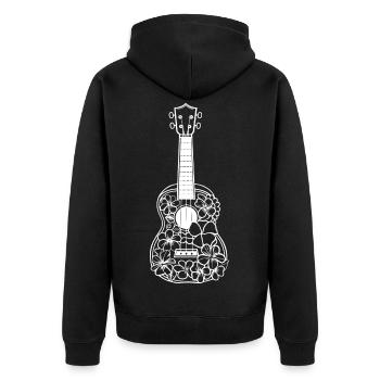 Cartoon Ukulele - Unisex Premium Bio Zip Hoodie - Schwarz - Hinten - Nico (187cm)