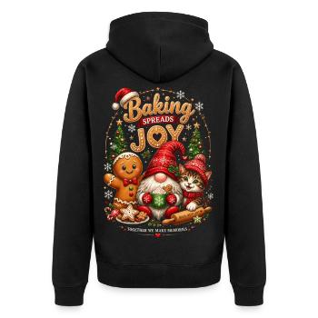 Gourmet Christmas Joy: Kekse und Katzen - Unisex Premium Bio Zip Hoodie - Schwarz - Hinten - Nico (187cm)