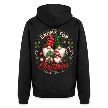 Familien-Weihnachtszwerge um den Baum - Unisex Premium Bio Zip Hoodie - Schwarz - Hinten - Nico (187cm)