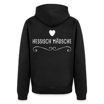 Hessisch Mädsche Hessisches Mädchen Hessen Liebe - Unisex Premium Bio Zip Hoodie - Schwarz - Hinten - Nico (187cm)