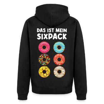 Das ist mein Sixpack Donut Six Pack Donuts Spruch - Unisex Premium Bio Zip Hoodie - Schwarz - Hinten - Nico (187cm)