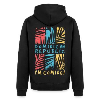 Dominikanische Republik Ich Komme Dom Rep Reise - Unisex Premium Bio Zip Hoodie - Schwarz - Hinten - Nico (187cm)