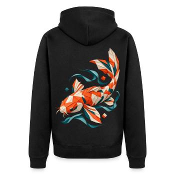 Origami Koi aus Papier - Unisex Premium Bio Zip Hoodie - Schwarz - Hinten - Nico (187cm)