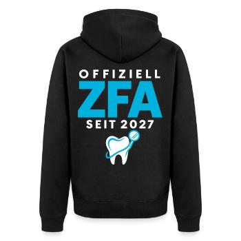 Offiziell ZFA seit 2027 – Zahnmedizin Beruf - Unisex Premium Bio Zip Hoodie - Schwarz - Hinten - Nico (187cm)