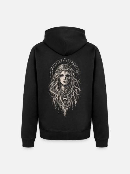 Hel – Herrin der Unterwelt - Unisex Premium Bio Zip Hoodie - Schwarz
