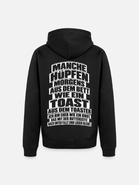 Lustiges Geschenk für Morgenmuffel - Unisex Premium Bio Zip Hoodie - Schwarz