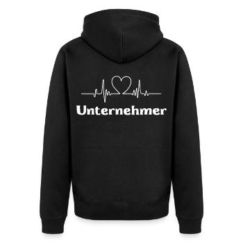 Unternehmer - Unisex Premium Bio Zip Hoodie - Schwarz - Hinten - Nico (187cm)