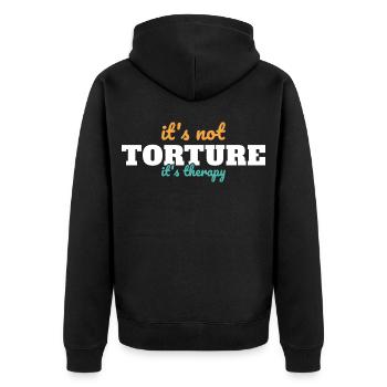 Es ist keine Foltertherapie Physiotherapeut - Unisex Premium Bio Zip Hoodie - Schwarz - Hinten - Nico (187cm)