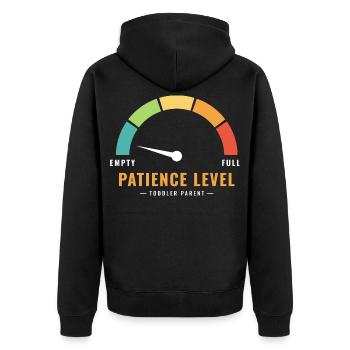 Geduldsanzeige leerer Kleinkind-Elternteil - Unisex Premium Bio Zip Hoodie - Schwarz - Hinten - Nico (187cm)