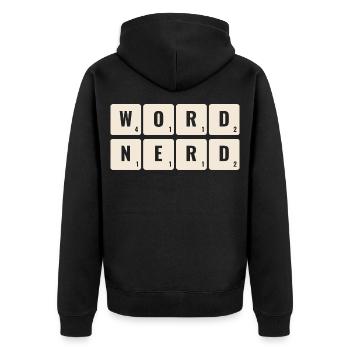 Word Nerd Letter Flieses Board Game Lover - Unisex Premium Bio Zip Hoodie - Schwarz - Hinten - Nico (187cm)