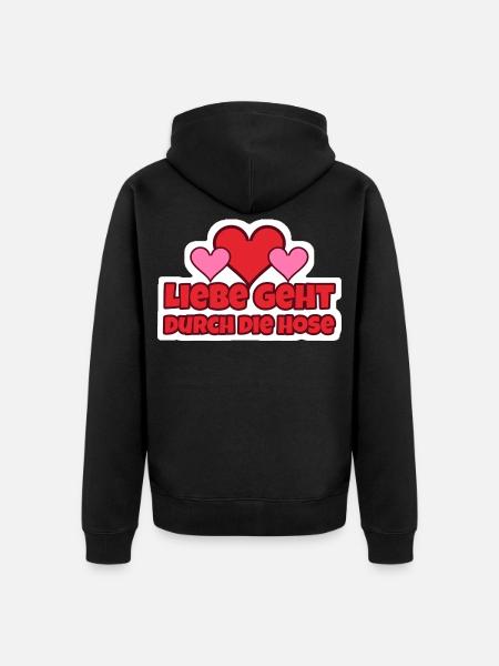 Liebe geht durch die Hose Sticker - Unisex Premium Bio Zip Hoodie - Schwarz