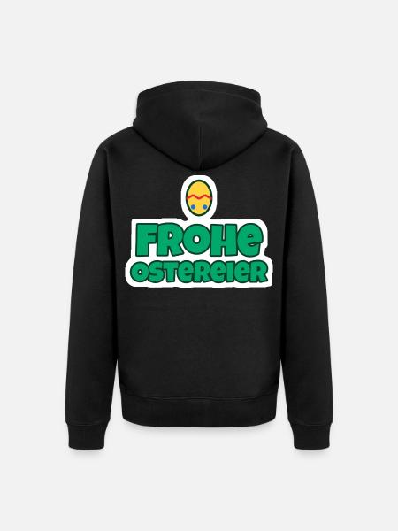 Frohe Ostereier Oster Sticker - Unisex Premium Bio Zip Hoodie - Schwarz