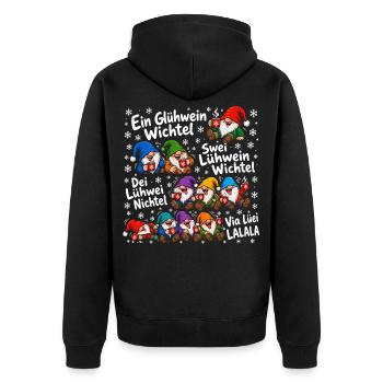 Glühweinwichtel Weihnachten Gnom lustig Weihnachts - Unisex Premium Bio Zip Hoodie - Schwarz - Hinten - Nico (187cm)