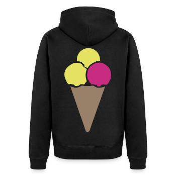 Pastell Eistüte Dreier Scoop - Unisex Premium Bio Zip Hoodie - Schwarz - Hinten - Nico (187cm)