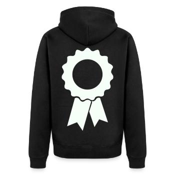 Auszeichnungsbadge mit Kranz - Unisex Premium Bio Zip Hoodie - Schwarz - Hinten - Nico (187cm)