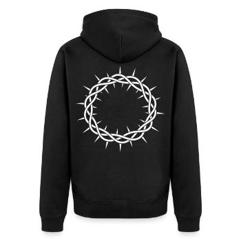 Kranz des Stachelseilkreises - Unisex Premium Bio Zip Hoodie - Schwarz - Hinten - Nico (187cm)