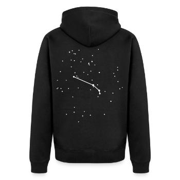 Sternzeichen Widder – das echte Sternbild - Unisex Premium Bio Zip Hoodie - Schwarz - Hinten - Nico (187cm)
