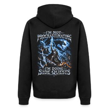 Nicht aufschiebende Nebenquests Knight - Unisex Premium Bio Zip Hoodie - Schwarz - Hinten - Nico (187cm)