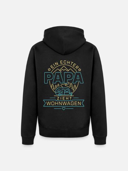 Ein echter Papa zieht Wohnwagen - Unisex Premium Bio Zip Hoodie - Schwarz