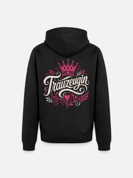 Trauzeugin Krone Hochzeit Braut - Unisex Premium Bio Zip Hoodie - Schwarz