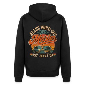 Meisterprüfung bestanden Meister - Unisex Premium Bio Zip Hoodie - Schwarz - Hinten - Nico (187cm)