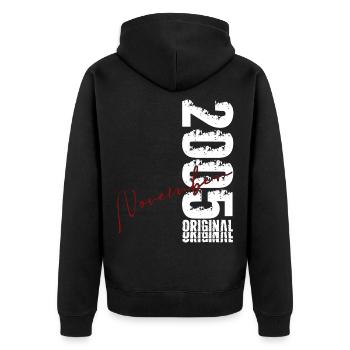 21. Geburtstag Geschenk November Original 2005 - Unisex Premium Bio Zip Hoodie - Schwarz - Hinten - Nico (187cm)