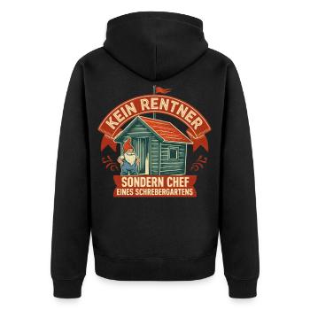 Kein Rentner Schrebergartenchef - Unisex Premium Bio Zip Hoodie - Schwarz - Hinten - Nico (187cm)