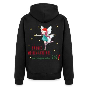 Weihnachten - Unisex Premium Bio Zip Hoodie - Schwarz - Hinten - Nico (187cm)