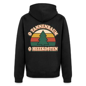Weihnachten Heizkosten Spruch O Tannenbaum - Unisex Premium Bio Zip Hoodie - Schwarz - Hinten - Nico (187cm)