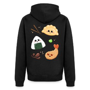 Asia Snacks für Essensliebhaber und Japan Fans - Unisex Premium Bio Zip Hoodie - Schwarz - Hinten - Nico (187cm)