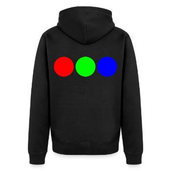 Fette Primärfarb-Trio-Kreise - Unisex Premium Bio Zip Hoodie - Schwarz - Hinten - Nico (187cm)