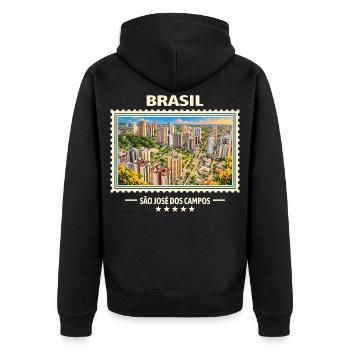 Brasilien São José dos Campos Vintage Reisemarke - Unisex Premium Bio Zip Hoodie - Schwarz - Hinten - Nico (187cm)