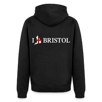 I love Bristol England - Unisex Premium Bio Zip Hoodie - Schwarz - Hinten - Nico (187cm)