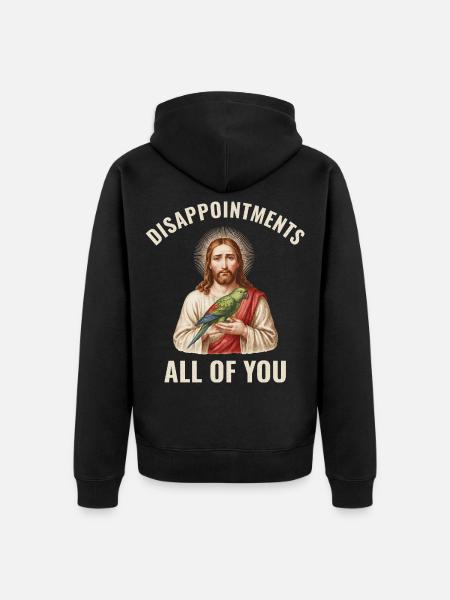 Disappointments Jesus mit Papagei - Unisex Premium Bio Zip Hoodie - Schwarz