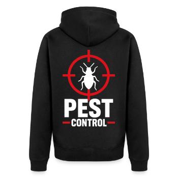 Schädlingsbekämpfungs-Fadenkreuz-Logo - Unisex Premium Bio Zip Hoodie - Schwarz - Hinten - Nico (187cm)