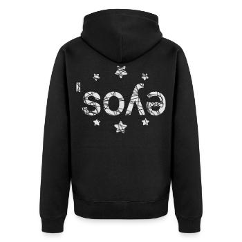mallorca sóller Spanien vintage text - Unisex Premium Bio Zip Hoodie - Schwarz - Hinten - Nico (187cm)