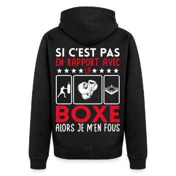 Wenn es nichts mit Boxen zu tun hat, dann ist es mir egal - Unisex Premium Bio Zip Hoodie - Schwarz - Hinten - Nico (187cm)
