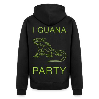 I Guana Party Leguan Wortspiel Reptil - Unisex Premium Bio Zip Hoodie - Schwarz - Hinten - Nico (187cm)