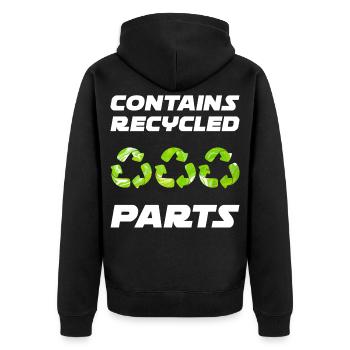 Contains Recycled Parts Organspende Transplantat - Unisex Premium Bio Zip Hoodie - Schwarz - Hinten - Nico (187cm)