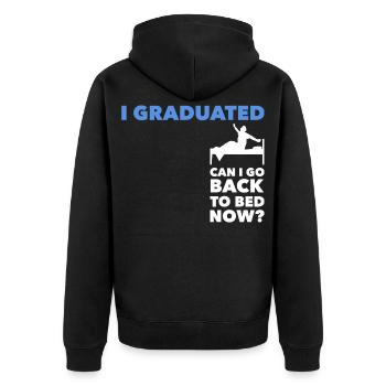 I Graduated Can I Go Back To Bed Abschluss - Unisex Premium Bio Zip Hoodie - Schwarz - Hinten - Nico (187cm)