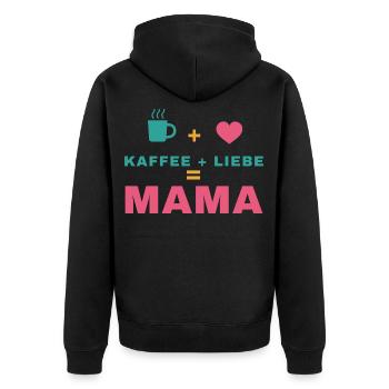 Kaffee + Liebe = Mama – Geschenk für Mama - Unisex Premium Bio Zip Hoodie - Schwarz - Hinten - Nico (187cm)