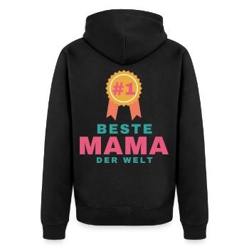Beste Mama der Welt – Geschenk für Mama - Unisex Premium Bio Zip Hoodie - Schwarz - Hinten - Nico (187cm)