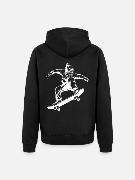 Skateboarding Junge Zeichnung - Unisex Premium Bio Zip Hoodie - Schwarz