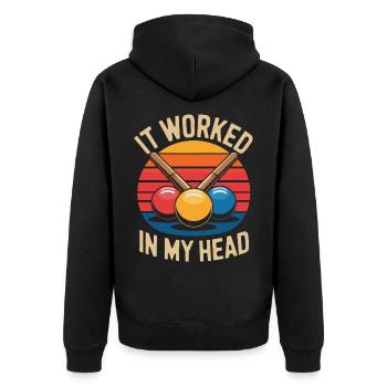 It Worked In My Head Billardkugeln Und Queue - Unisex Premium Bio Zip Hoodie - Schwarz - Hinten - Nico (187cm)