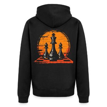 Schachfiguren Porträt - Unisex Premium Bio Zip Hoodie - Schwarz - Hinten - Nico (187cm)